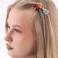 Крабик для волос &laquo;Арфея&raquo;, вишенки, 2.3 см, золотистый МИКС
