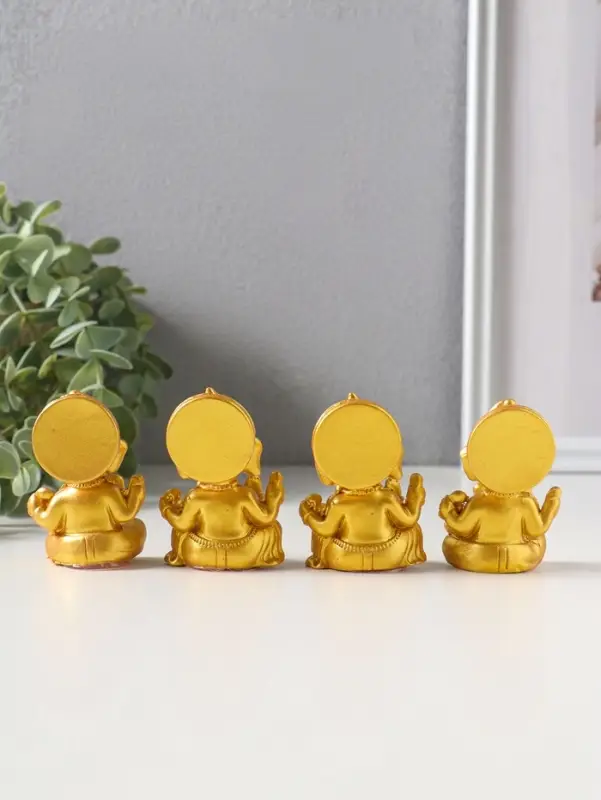 Сувенир полистоун "Ганеша" набор 4 шт золото 3,5х4,4х6,2 см
