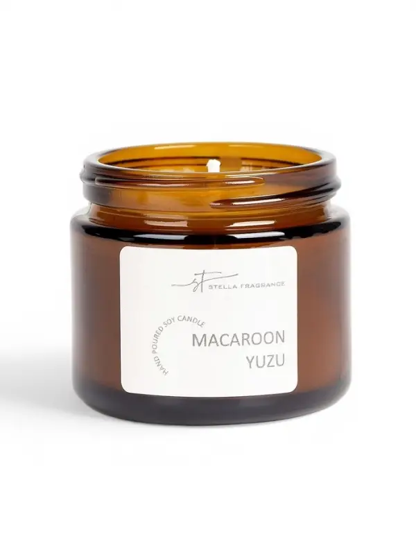 Ароматическая свеча в банке Macaroon yuzu, соевый воск, 50 г, печенье и юзу