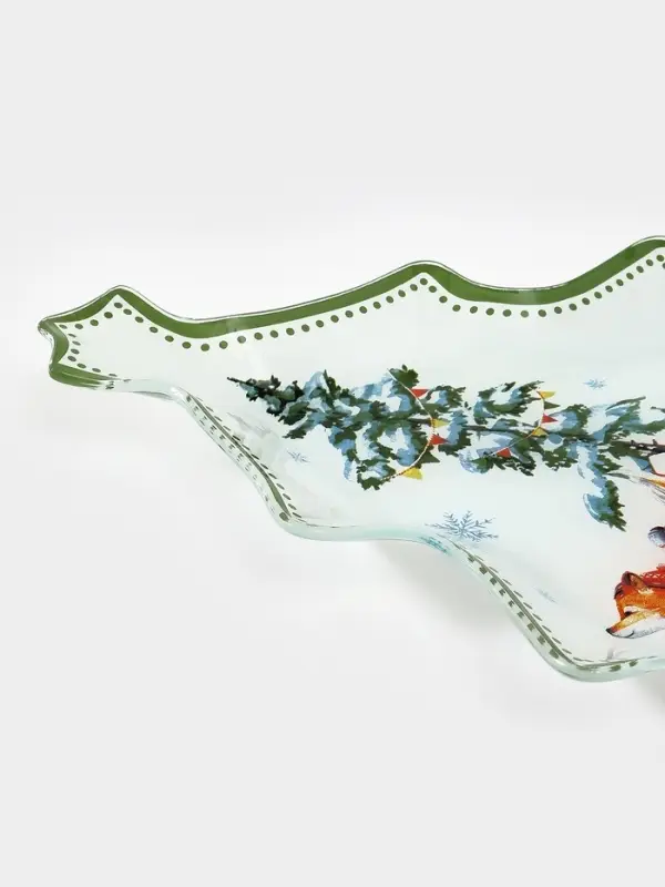 Блюдо сервировочное ёлочка Блюдо сервировочное ёлочка "Зверьки в лесу" 24,5х24,7х2 см