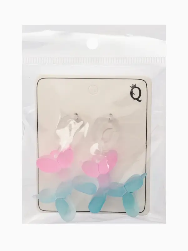 Серьги пластик &laquo;Собачка&raquo;, из воздушного шара, розово-голубые