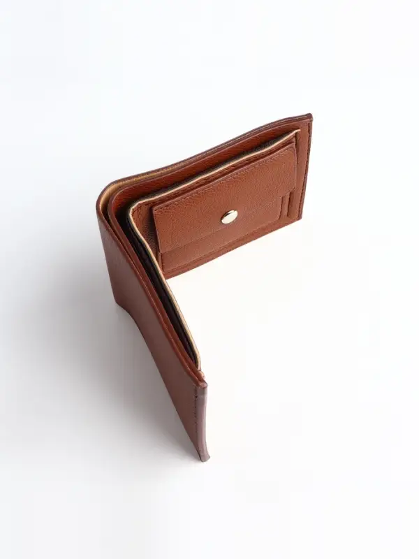 Портмоне мужское, без застёжки, отдел для карт, монет, коричневое