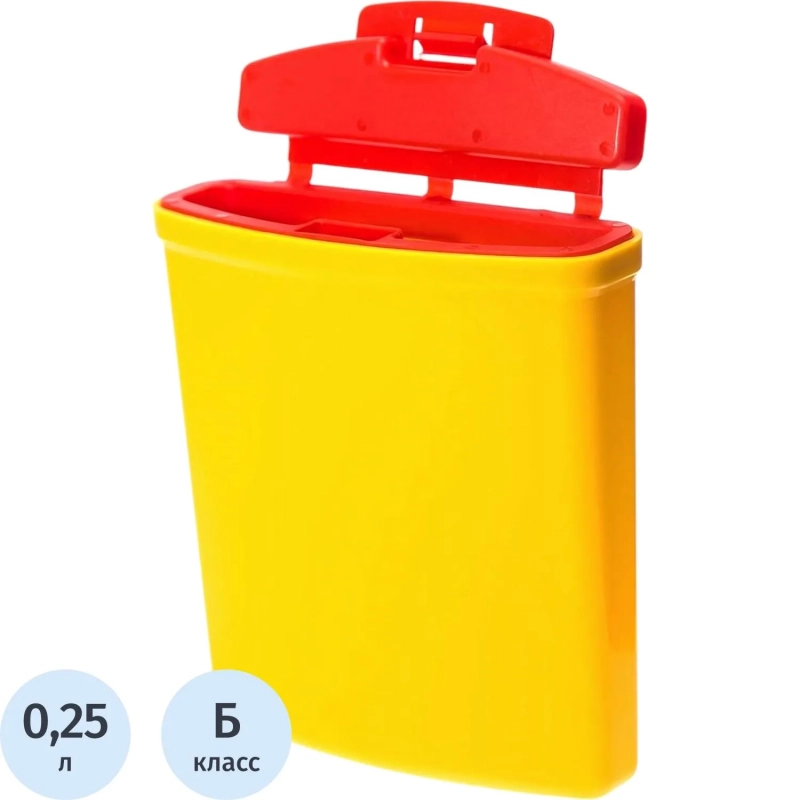 Емкость-контейнер д/сбора ост.инстр.с иглосъем.Б Жел.0,25л.100шт/уп.,СЗПИ