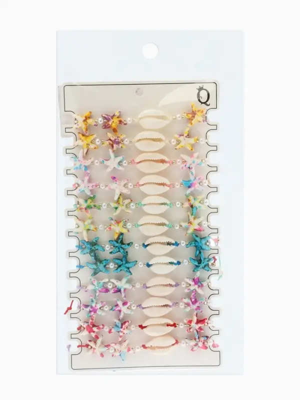 Браслет на нити &laquo;Морской. Ракушка и звезда&raquo;, d=6 см, МИКС