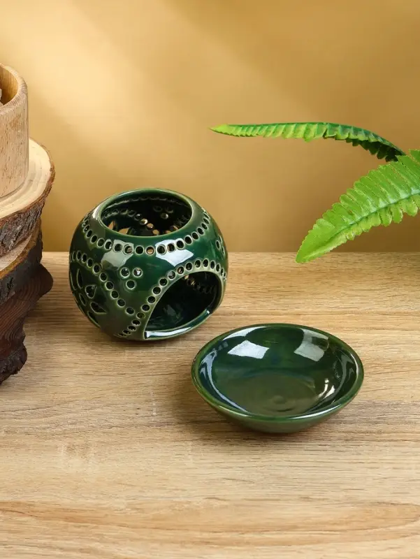 Аромалампа "Магнолия" керамика, цв. зелёный, 10х10х9 см