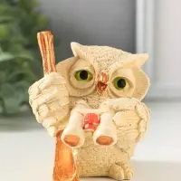 Фигурка гипс &laquo;Сова с биноклем&raquo;, 8&times;7 см, слоновая кость