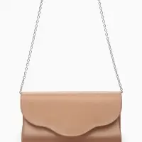 Сумка-клатч женская вечерняя на магните, на цепочке, однотонная, бежевая