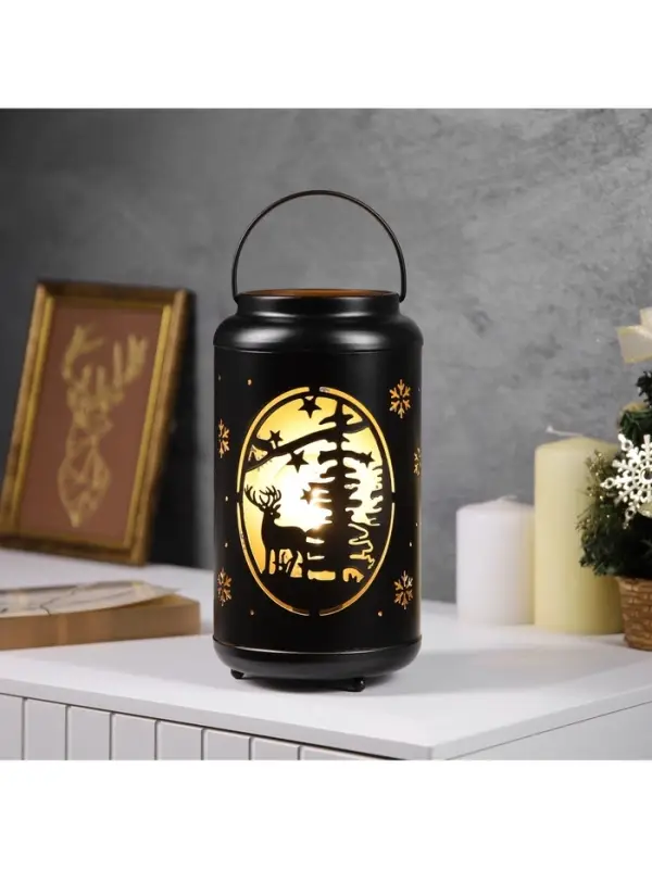 Светодиодная фигура &laquo;Олень в лесу&raquo;, 12.3&times;23 см, 1 LED, от батареек АААх3, свечение тёплое белое