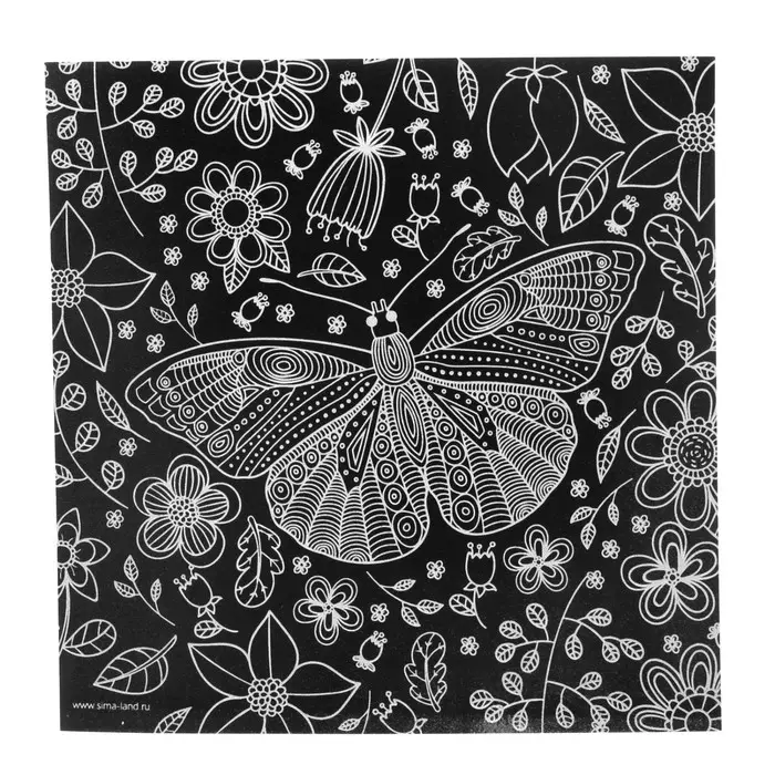 Гравюра «Бабочка», металлический эффект «серебро», 18,5 х 18,5 см Гравюра «Бабочка», металлический эффект «серебро», 18,5 х 18,5 см