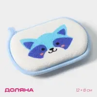 Мочалка детская для купания Доляна &laquo;Енот&raquo;, детская, 12&times;8 см, голубая