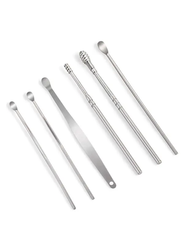 Набор для чистки ушей: кожаный чехол + 6 предметов