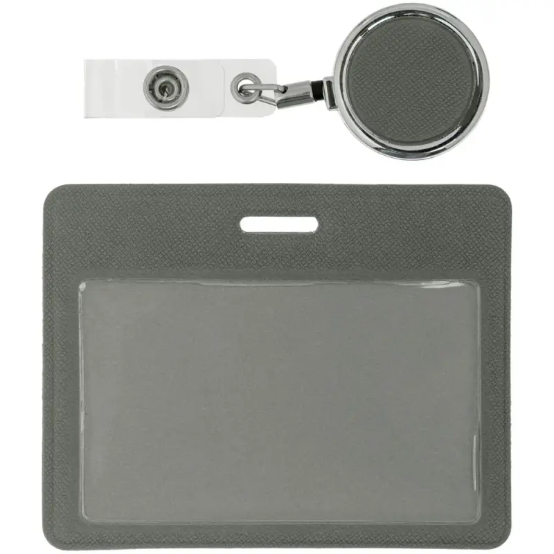 Чехол для карточки с ретрактором Devon, серый Чехол для карточки с ретрактором Devon, серый