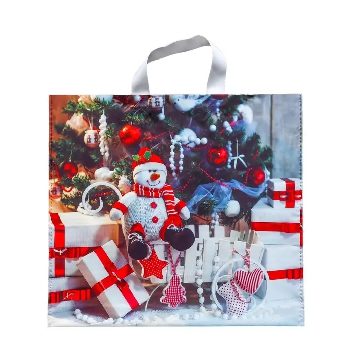 Пакет Пакет "Снежный гость", полиэтиленовый с петлевой ручкой, 38х34 см, 70 мкм