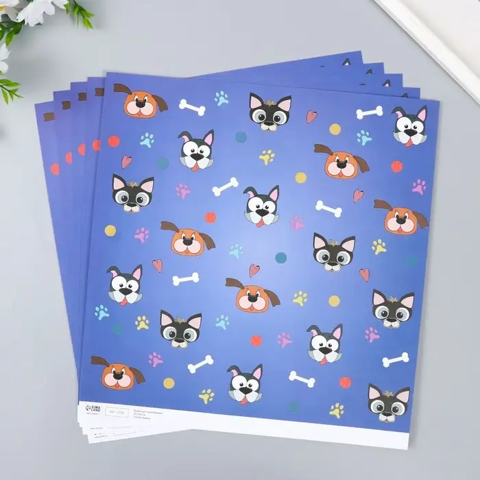 Бумага для скрапбукинга "Пёсики" плотность 180 гр 30,5х32 см