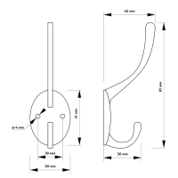 Крючок мебельный ТУНДРА TKD002 LIGHT, двухрожковый, белый, 4 шт TMP