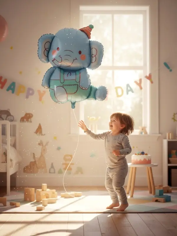 Воздушный шар фольгированный 35" "Голубой слоник"