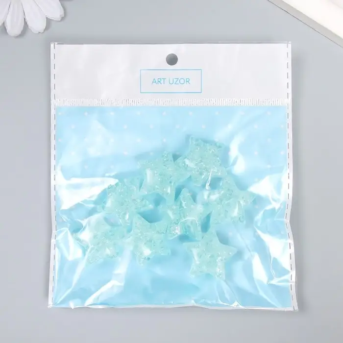 Бусина для рукоделия и плетения «Арт Узор. Звезда. Колотый лёд», пластик, прозрачно-зелёная, 1.3×2.6×2.6 см