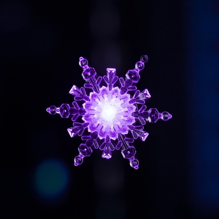 Светодиодная игрушка на липучке «Снежинка» 11 см, батарейки LR44х3 (в комплекте), свечение мульти Светодиодная игрушка на липучке «Снежинка» 11 см, батарейки LR44х3 (в комплекте), свечение мульти