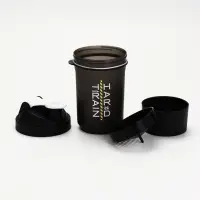 Шейкер спортивный &laquo;Будь смелым&raquo;, чёрный, с чашей под протеин, 500 мл