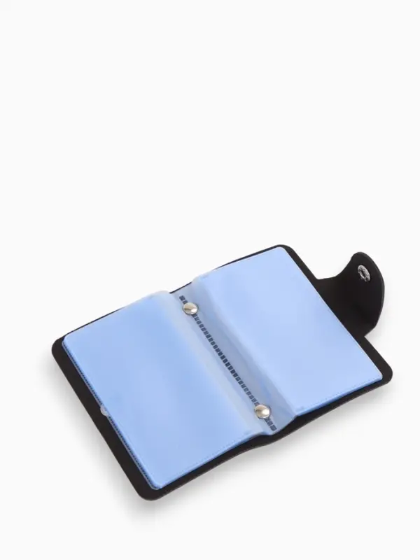 Визитница на кнопке, 12 карт, однотонная, чёрная