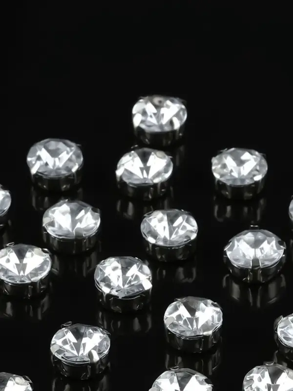 Стразы пришивные «Шатон», круглые, в цапах, d=10 мм, 20 шт., белые