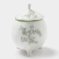 Сахарница WY Bloomware, 300 мл, 12&times;9 см, фарфор, зелёная, белая