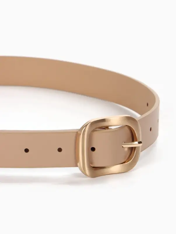 Ремень женский, 2.7&times;105 см, золотистая пряжка, 1 прокол, бежевый