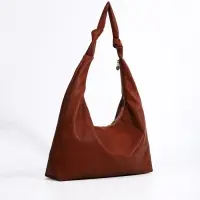 Сумка - мешок женская на молнии, 39&times;11&times;27 см, коричневая