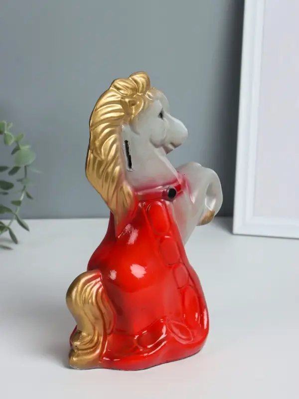 Копилка "Лошадка с попоном" высота 25 см, серый