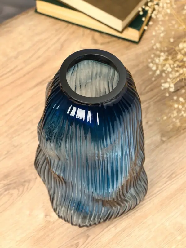 Ваза стекло настольная  Ваза стекло настольная "Ванесса" линии, 29,5х15 см, синий