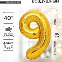 Воздушный шар фольгированный 40" &laquo;Цифра 9&raquo;