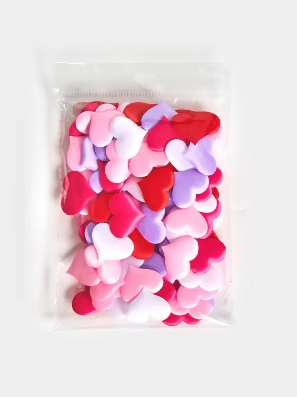 Сердечки декоративные атласные 3.5 см, МИКС, 100 штук
