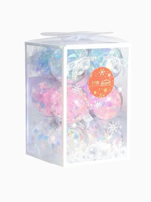 Ёлочные игрушки &laquo;Калейдоскоп&raquo; волна, шары новогодние, d=6 см, набор 12 шт., МИКС