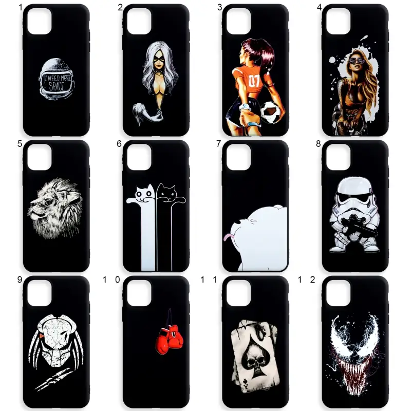Чехол iPh 11 Pro Max matte 1.3 mm с принтами в ассортименте Чехол iPh 11 Pro Max matte 1.3 mm с принтами в ассортименте