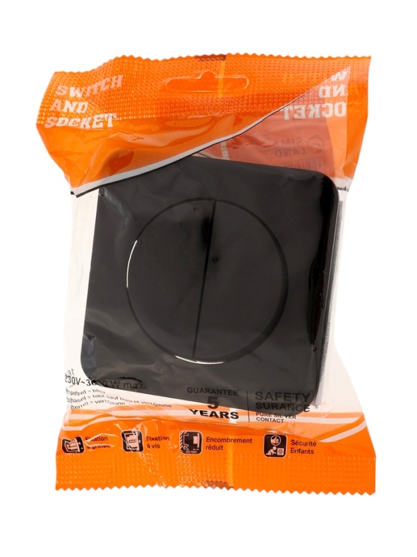 Выключатель, серия "Circular", 10 А, 2 кл., скрытый, черный