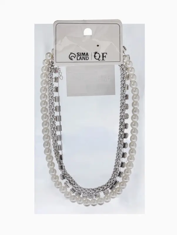 Чокеры &laquo;Стиль&raquo;, набор 3 шт. бусины №8, со стразами, тянется, 35 + удлинитель 5 см, белый в серебре