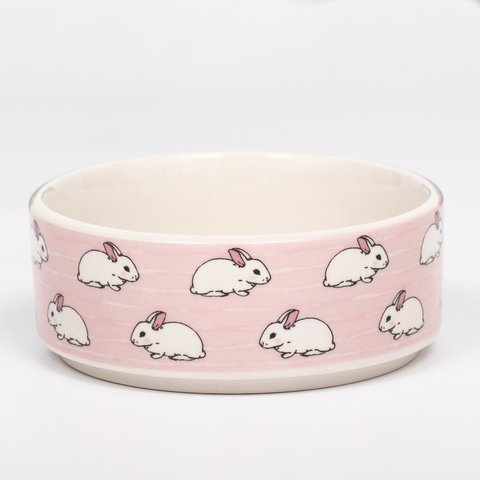 Миска керамическая Миска керамическая "Кролики" 200мл, 10,5 х 4 см, розовая