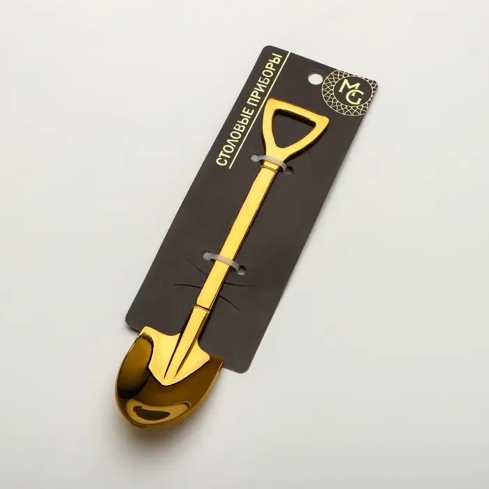 Ложка десертная из нержавеющей стали Magistro «Лопата», длина 15,5 см, форма овальная, цвет золотой Ложка десертная из нержавеющей стали Magistro «Лопата», длина 15,5 см, форма овальная, цвет золотой