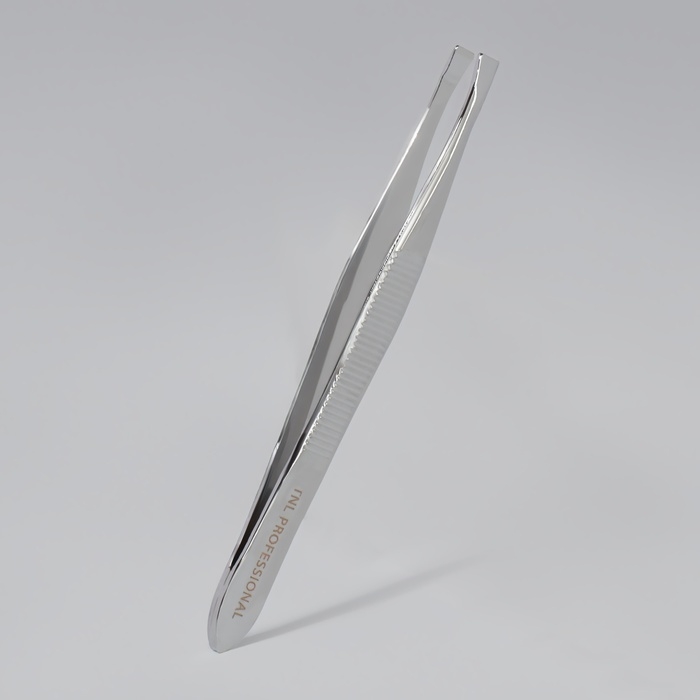 Пинцет прямой/скошенный, узкий, 9 см, на блистере, цвет серебристый