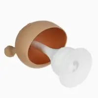 Прорезыватель силиконовый для зубов с погремушкой 3 в 1 M&B «Зайка», бежевый