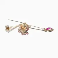 Брошь "Фламинго", кристалл, ноги двигаются, цвет бело-малиновый золоте