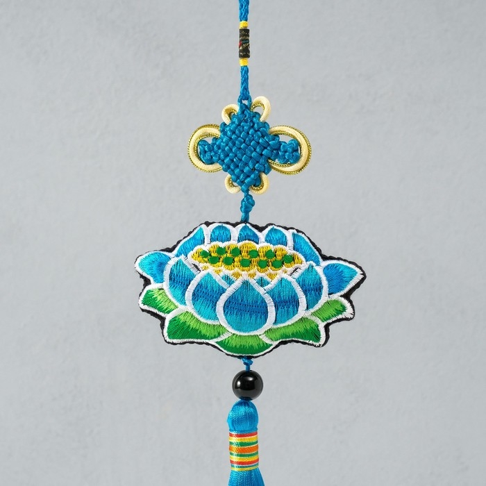 Подвеска текстиль  Подвеска текстиль "Лотос" голубая 2х10х29 см