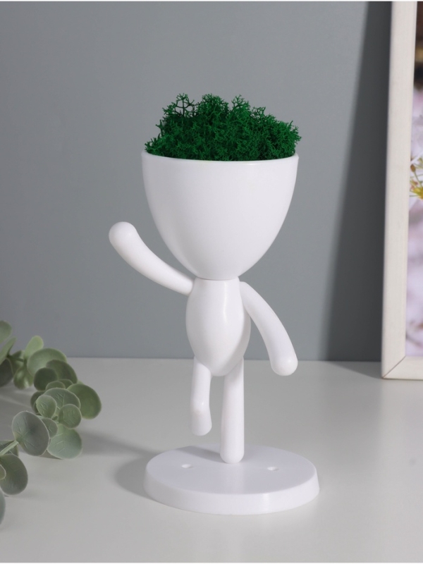 Кашпо пластиковое Кашпо пластиковое "Мистер Грин" 16*10*8,5 см белый