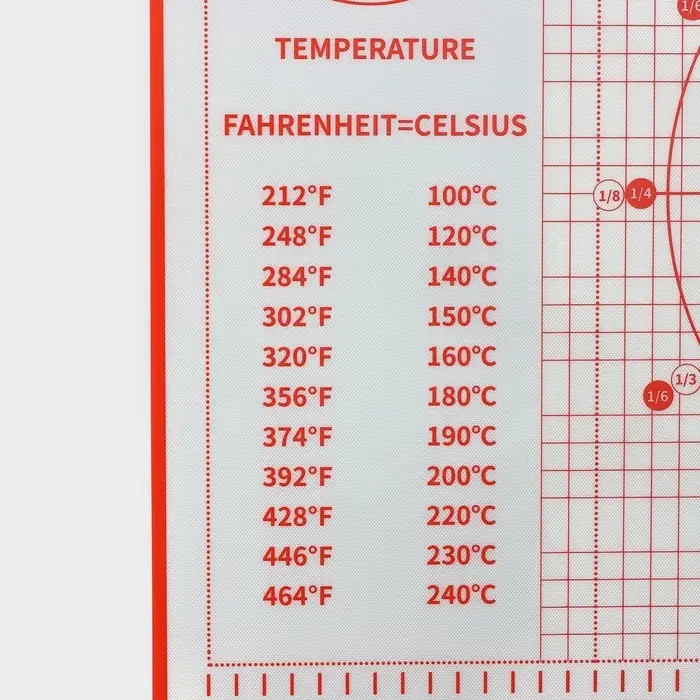 Коврик для выпечки и раскатки теста с разметкой, армированный, силикон, 50&times;40 см, красный