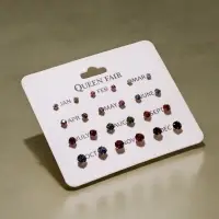 Серьги пусеты 12 пар &laquo;Фантазия&raquo;, маленькие d=3-6 мм, цветные в золоте