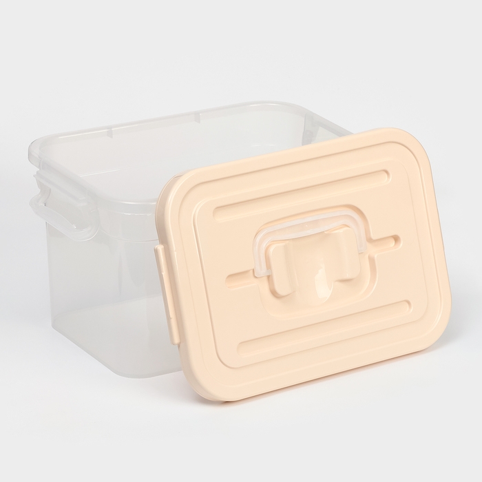 Контейнер для хранения с крышкой Доляна, 6,5 л, 31×20×18 см, цвет бежевый Контейнер для хранения с крышкой Доляна, 6,5 л, 31×20×18 см, цвет бежевый