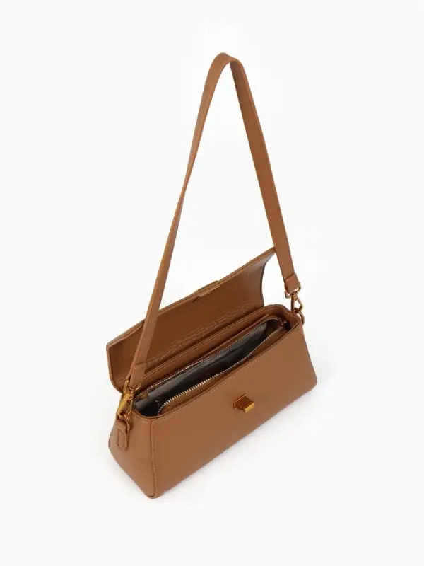 Сумка женская мессенджер TEXTURA на клапане, 26&times;9&times;12 см, коричневая