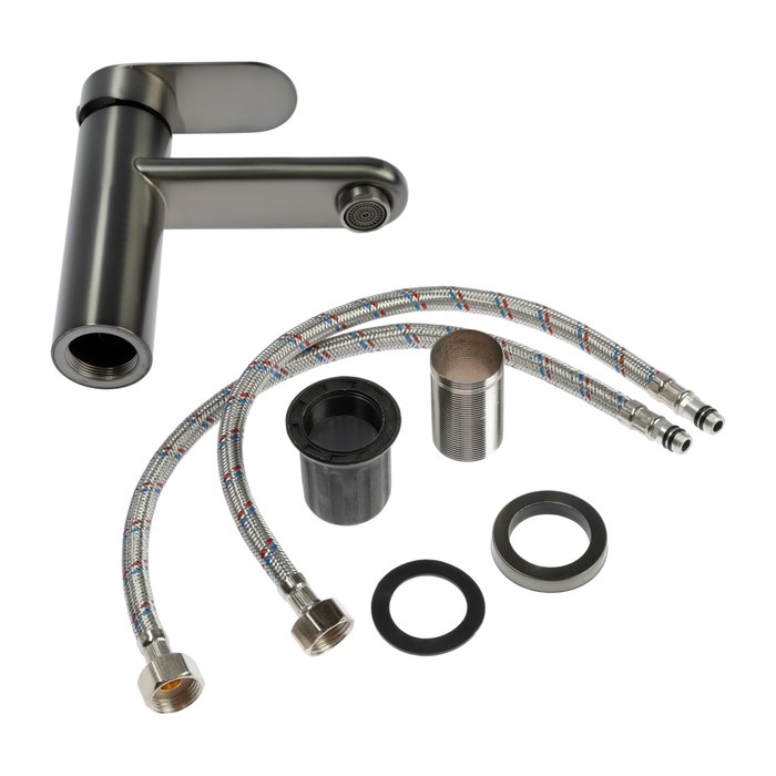 Смеситель для раковины ZEIN Z3760, однорычажный, высота излива 11,5 см, графит Смеситель для раковины ZEIN Z3760, однорычажный, высота излива 11,5 см, графит