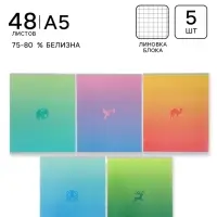 Тетради 48 листов в клетку Calligrata &laquo;Градиент&raquo;, блок №2, 5 видов, набор 5 шт.