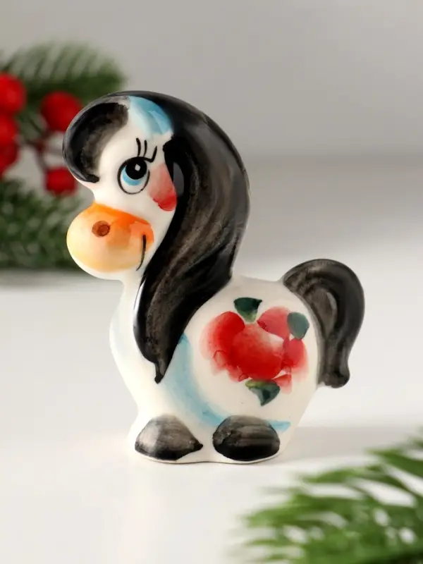 Сувенир Лошадь Василиса,8х6,5х3,5см ,гжель, цвет Сувенир Лошадь Василиса,8х6,5х3,5см ,гжель, цвет